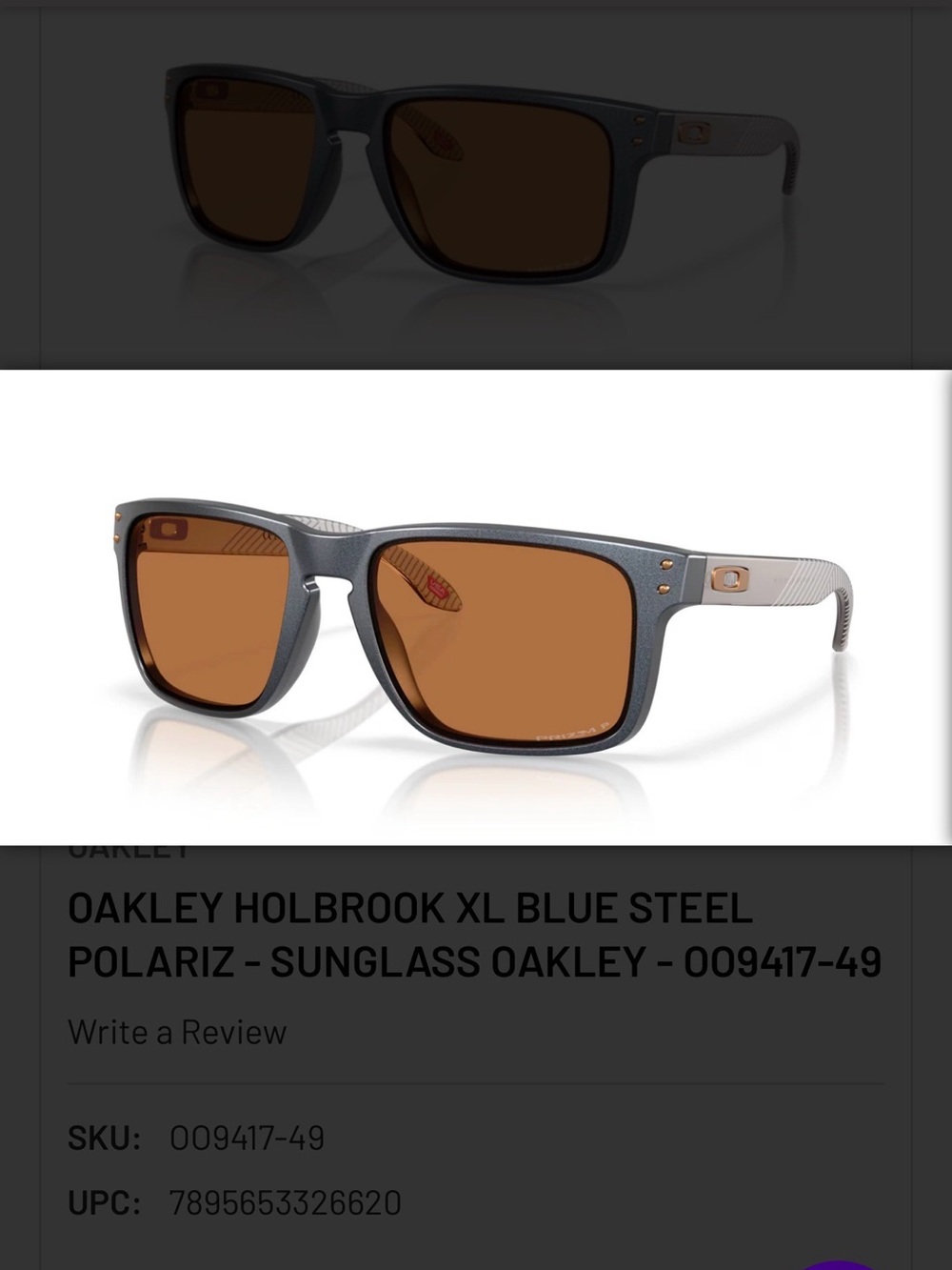 OAKLEY MENS HOLBROOK XL BLUE STEEL PILARIZED SUNGLASSES OO9417-49